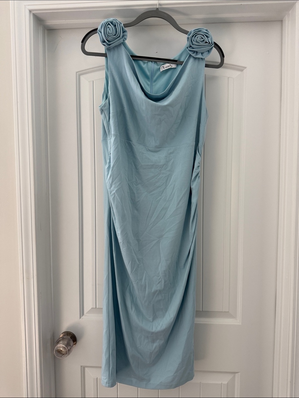 Maternity Light Blue Sleeveless Rosette Dress
